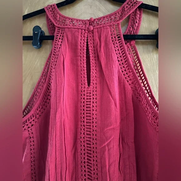 Joie red gauze, embroidered, midi dress, size large, NWT - Picture 7 of 12